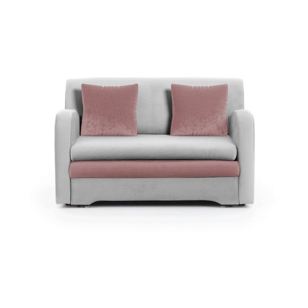 Canapea roz/gri deschis extensibilă cu tapițerie din catifea 130 cm Ario – ELTAP