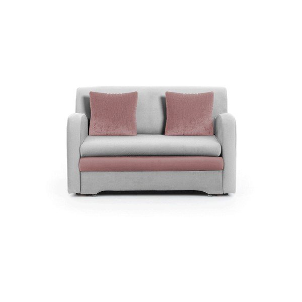 Canapea roz/gri deschis extensibilă cu tapițerie din catifea 130 cm Ario – ELTAP