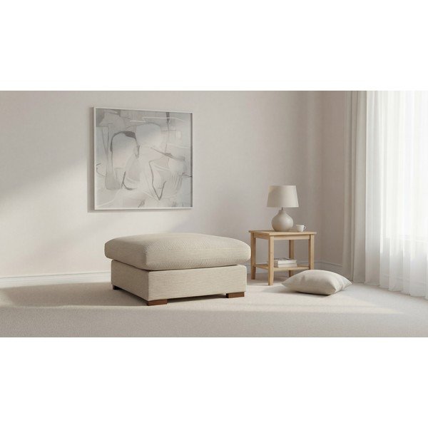 Taburet bej cu tapițerie din catifea reiată Comfy – Scandic-image-4