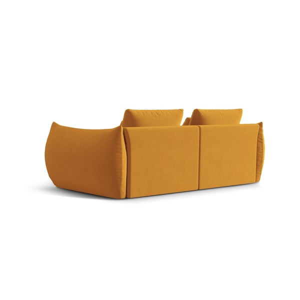 Canapea galbenă cu tapițerie din catifea 232 cm Bloom – Micadoni -image-3