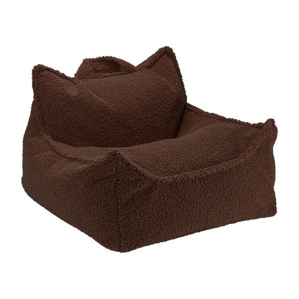 Fotoliu puf pentru copii maro închis cu tapițerie din țesătură bouclé Warm Hazel – Wigiwama