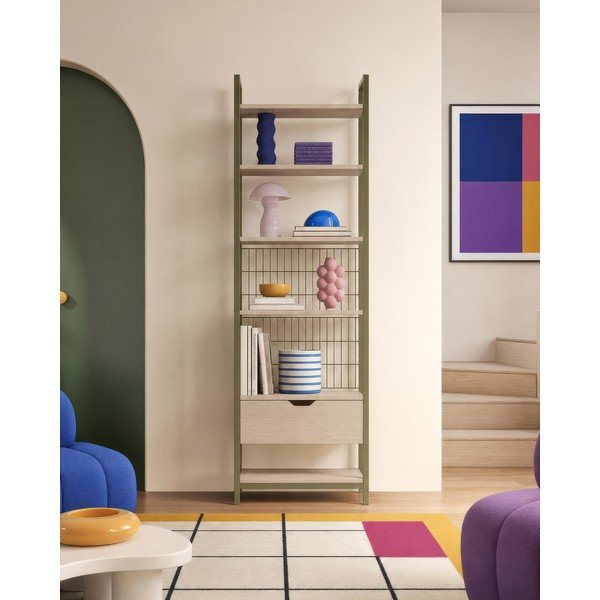 Bibliotecă verde din oțel 60x179,5x40 cm Amara – Marckeric-image-2