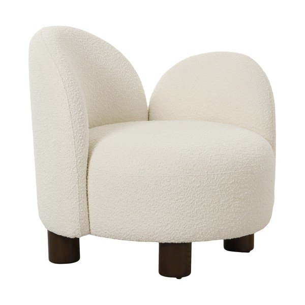 Fotoliu alb cu tapițerie din stofă bouclé Honolulu – House Nordic-image-2