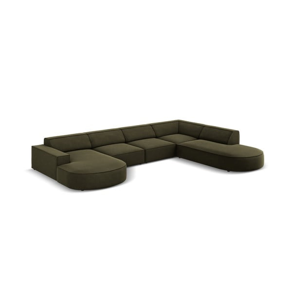 Colțar verde cu tapițerie din catifea (cu șezlong  pe partea dreaptă) Jodie - Micadoni Home-image-3