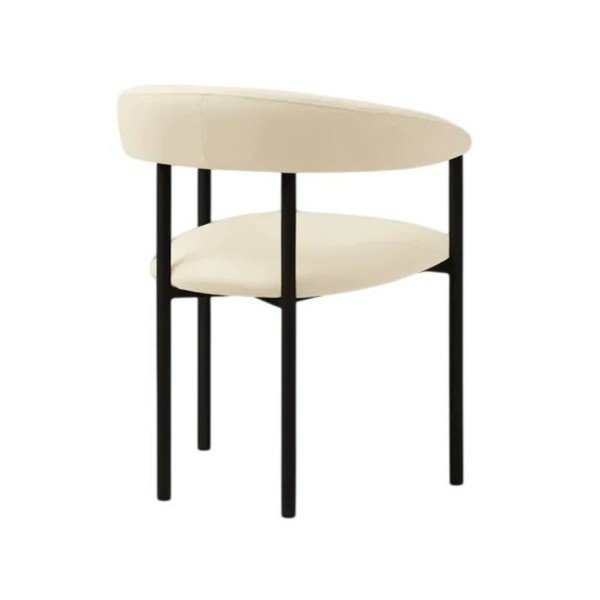 Scaun de living negru/crem cu cotiere tapițat Lea – Micadoni -image-2