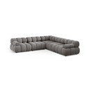 Colțar modular gri deschis cu tapițerie din catifea Bellis – Micadoni 