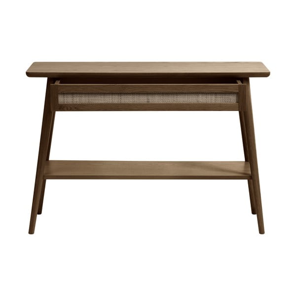 Masă consolă maro cu blat cu aspect de lemn de stejar 40x110 cm Barrali – Unique Furniture-image-1