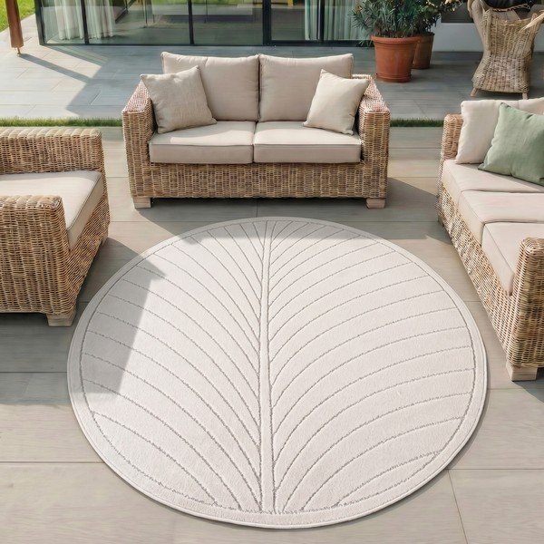 Covor pentru exterior și interior crem rotund ø 120 cm Nova 1204 – Ayyildiz Carpets-image-1