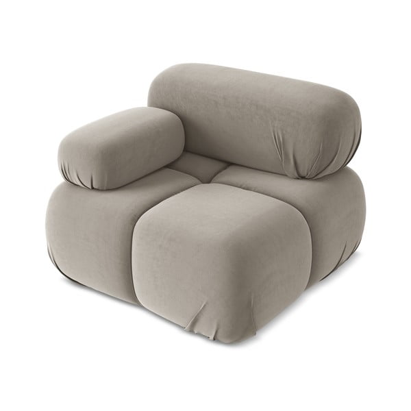 Modul pentru canapea modulară bej cu tapițerie din catifea (cu colț pe partea stângă) Lokua – Makamii-image-2