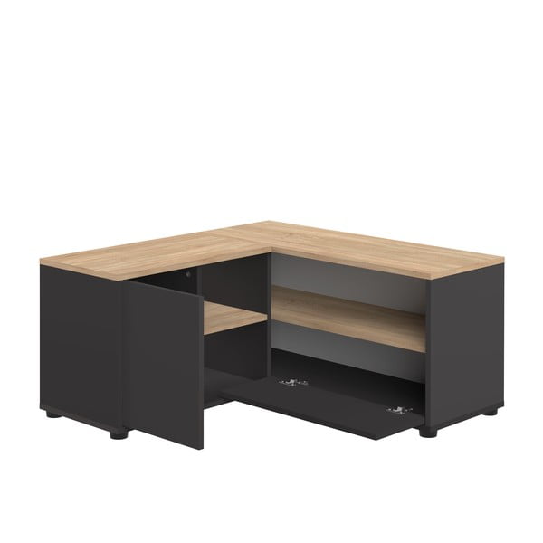 Comodă TV negru-natural  cu aspect de lemn de stejar 90x45 cm Angle – TemaHome-image-3