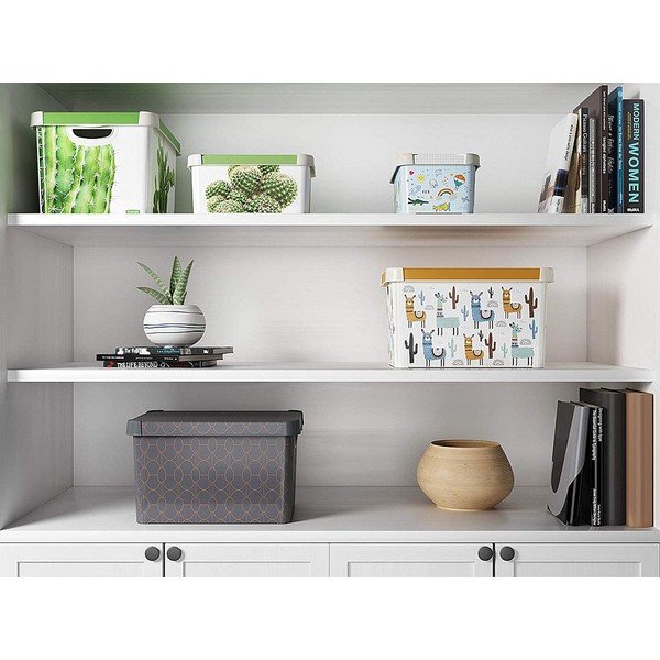 Cutie de depozitare gri închis cu capac Curver Art Deco, 22 l-image-1