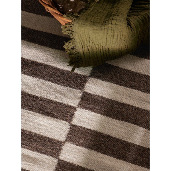 Covor alb/maro reversibil/țesut manual din lână 80x150 cm Vika – Hanse Home-image-3