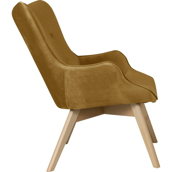 Fotoliu galben muștar cu tapițerie din catifea Niko – Ropez-image-3