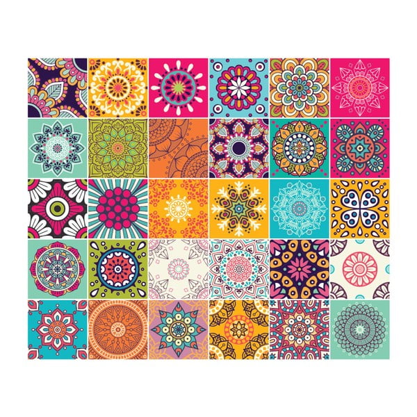 Set 30 autocolante de perete Ambiance Tiles Azulejos Mariska, 15 x 15 cm-image-2