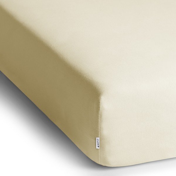 Cearceaf bej din jerseu cu elastic 90x200 cm Amber – Restilo-image-2