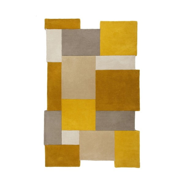 Covor din lână Flair Rugs Collage, 120x180 cm, galben-bej