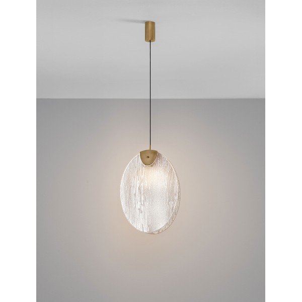 Lustră alămie LED din oțel cu abajur din sticlă Shelina – Nova Luce-image-3