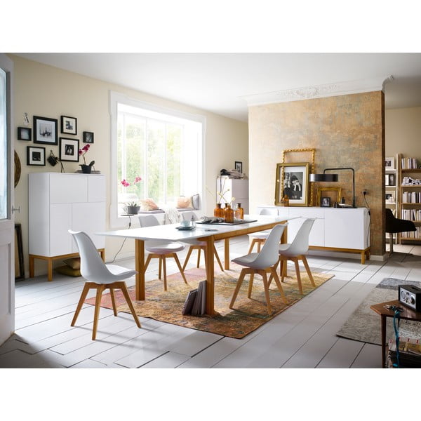 Dulap cu detalii în decor de stejar cu 3 uși Tenzo Patch, alb-image-4