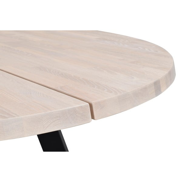 Masă de dining rotundă din stejar albit cu picioare metalice Rowico Freddie, ø 160 cm-image-3