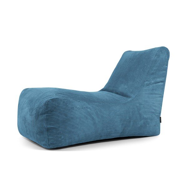 Fotoliu bean bag albastru cu tapițerie din catifea reiată Lounge – SLOWDOWN
