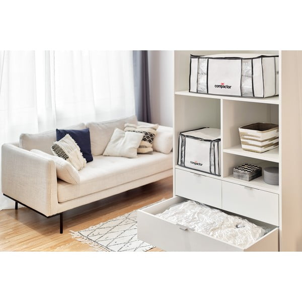 Cutie de depozitare pentru haine din material textil cu vacuum/cu pereți întăriți 65x45x27 cm Life – Compactor-image-3