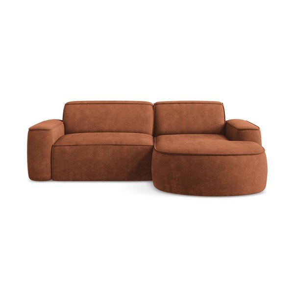 Colțar teracotă cu tapițerie din chenille (cu colț pe partea dreaptă/cu șezlong) Omao – Makamii