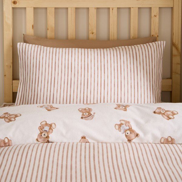 Lenjerie de pat pentru copii crem din flanelă pentru pat de o persoană 120x150 cm Brushed Teddy Bear – Catherine Lansfield-image-2