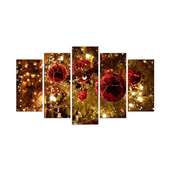 Tablou în cinci părți Red Christmas, 110x60 cm