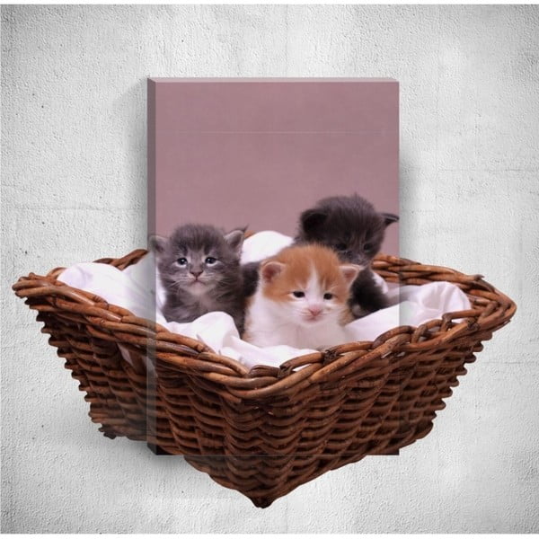 Tablou de perete 3D Mosticx Kittens, 40 x 60 cm