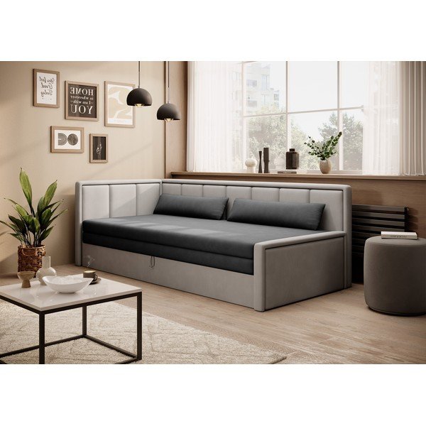 Canapea gri extensibilă/cu spațiu de depozitare cu tapițerie din chenille 214 cm Fulgeo – ELTAP-image-1