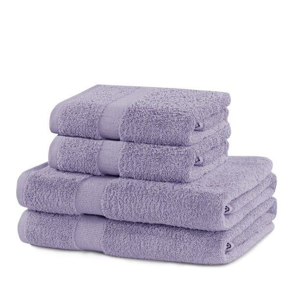 Prosoape de baie mov lavandă 4 buc. din bumbac frotir Marina – DecoKing