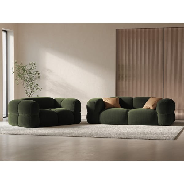 Canapea verde cu tapițerie din catifea 180 cm Loretto – Cosmopolitan Design-image-1