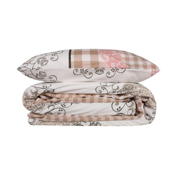 Lenjerie de pat albă-roz din bumbac ranforcé pentru pat de o persoană 140x200 cm Nazenin – Mijolnir