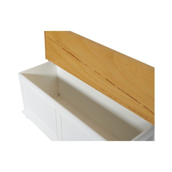 Ladă de depozitare cu capac din lemn Nara, alb-image-1