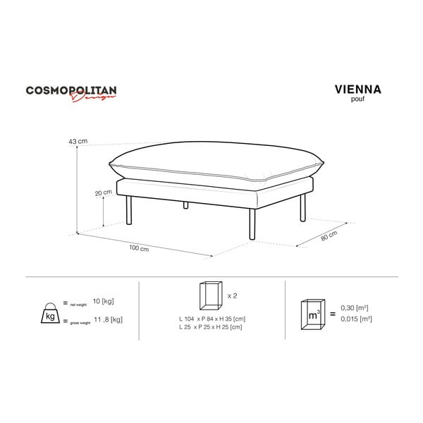 Taburet Cosmopolitan Design Vienna, 100 x 80 cm, gri-image-4