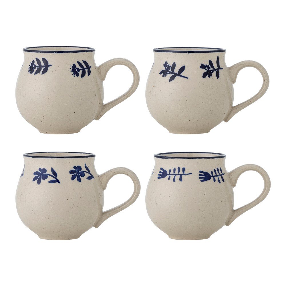 Cești albastre/crem 4 buc. din gresie ceramică Eimy – Bloomingville