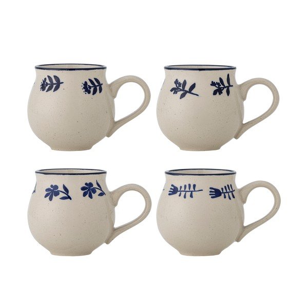 Cești albastre/crem 4 buc. din gresie ceramică Eimy – Bloomingville