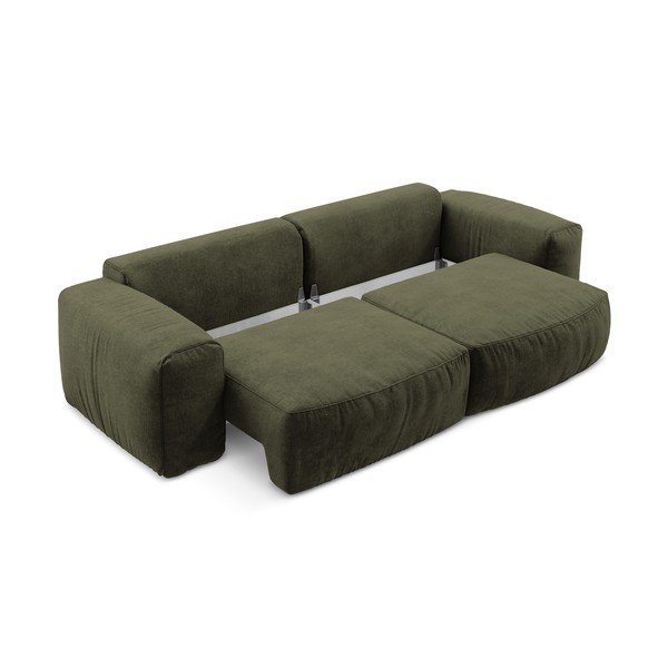 Canapea verde extensibilă cu tapițerie din chenille 275 cm Kuki – Makamii-image-4