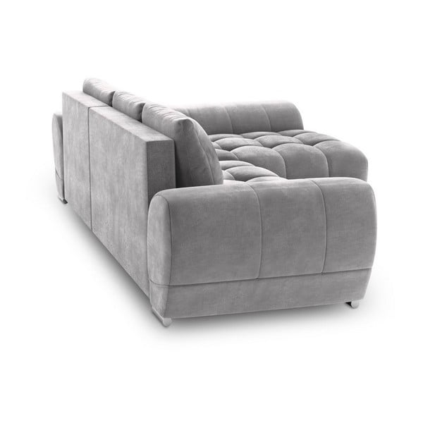 Colțar extensibil cu tapițerie de catifea și șezlong pe partea dreaptă Windsor & Co Sofas Nuage, gri deschis-image-2