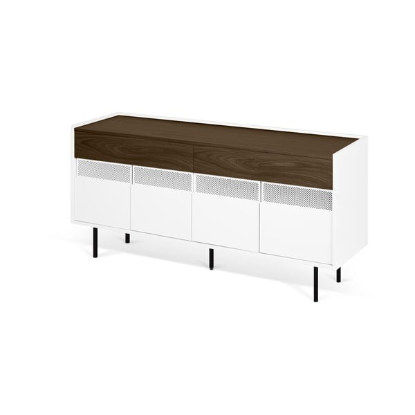 Comodă albă cu detalii cu aspect de lemn de nuc TemaHome Radio-image-1