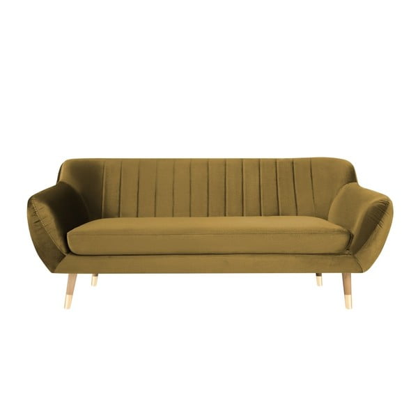 Canapea cu tapițerie din catifea Mazzini Sofas Benito, auriu, 188 cm