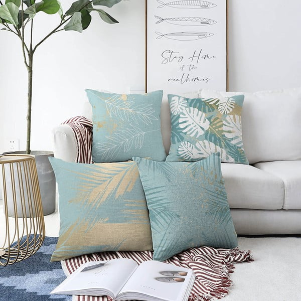 Set 4 fețe de pernă Minimalist Cushion Covers Lagoon, 55 x 55 cm-image-1