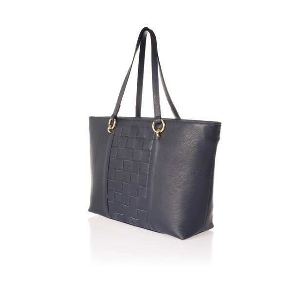 Geantă din piele Federica Bassi Elisa, albastru-image-2