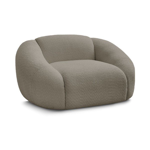 Fotoliu gri/maro cu tapițerie din țesătură bouclé Tina – Bobochic Paris