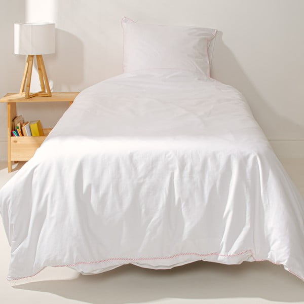 Lenjerie de pat alb-roz din bumbac pentru pat de o persoană 140x200 cm Essential – Happy Friday