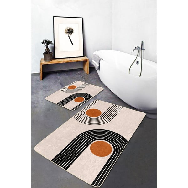 Covorașe de baie bej 2 buc. din catifea 60x100 cm Dot Arch – Mila Home-image-1