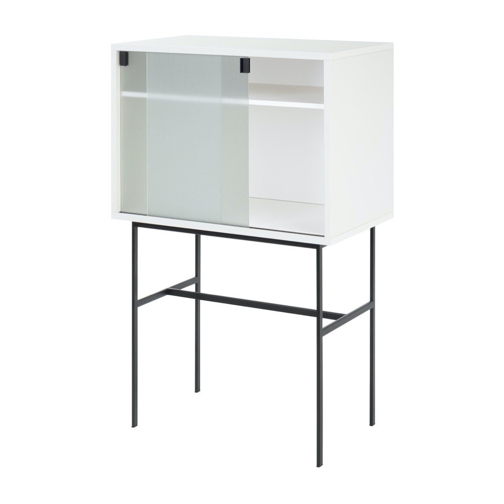 Vitrină grej cu ușă glisantă 70x109x40 cm Lekko – noo.ma