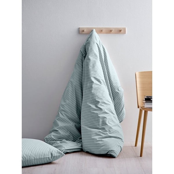 Lenjerie de pat din bumbac ranforce pentru pat single Södahl Stripes, 140 x 220 cm, albastru deschis-image-1