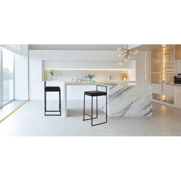 Scaune de bar negre 2 buc. din imitație de piele (înălțime șezut 65 cm) Dodo – Tomasucci-image-1