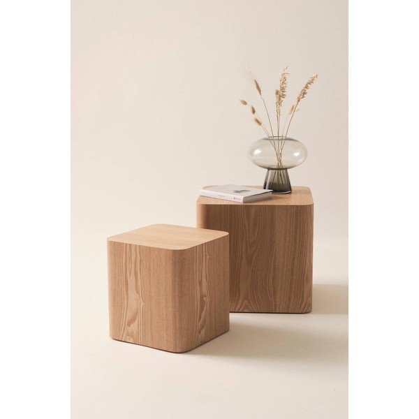 Măsuțe auxiliare 2 buc. cu aspect de lemn de frasin 40x40 cm Cubo – Jotex-image-1